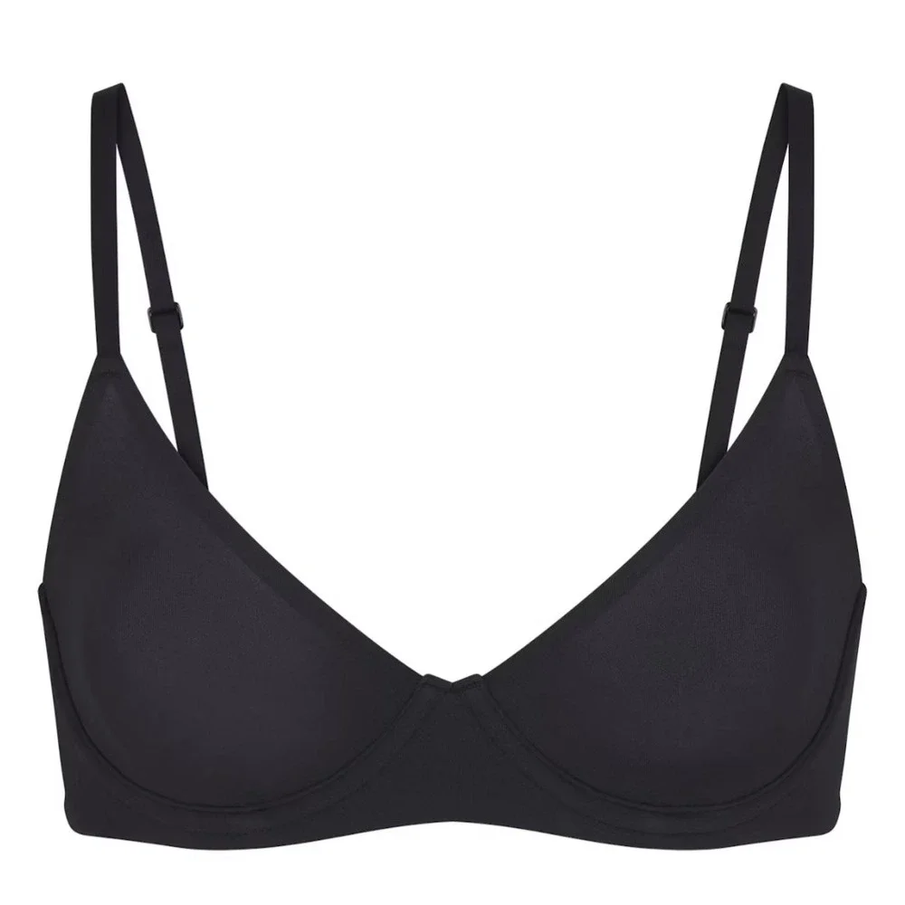 Skims Everybody Unlined Demi Bra Onyx Black Underwire BA-DEM-9220 32C